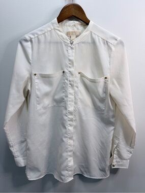 Michael Kors Cream Button-Front Long Sleeve Blouse Size M 28x21